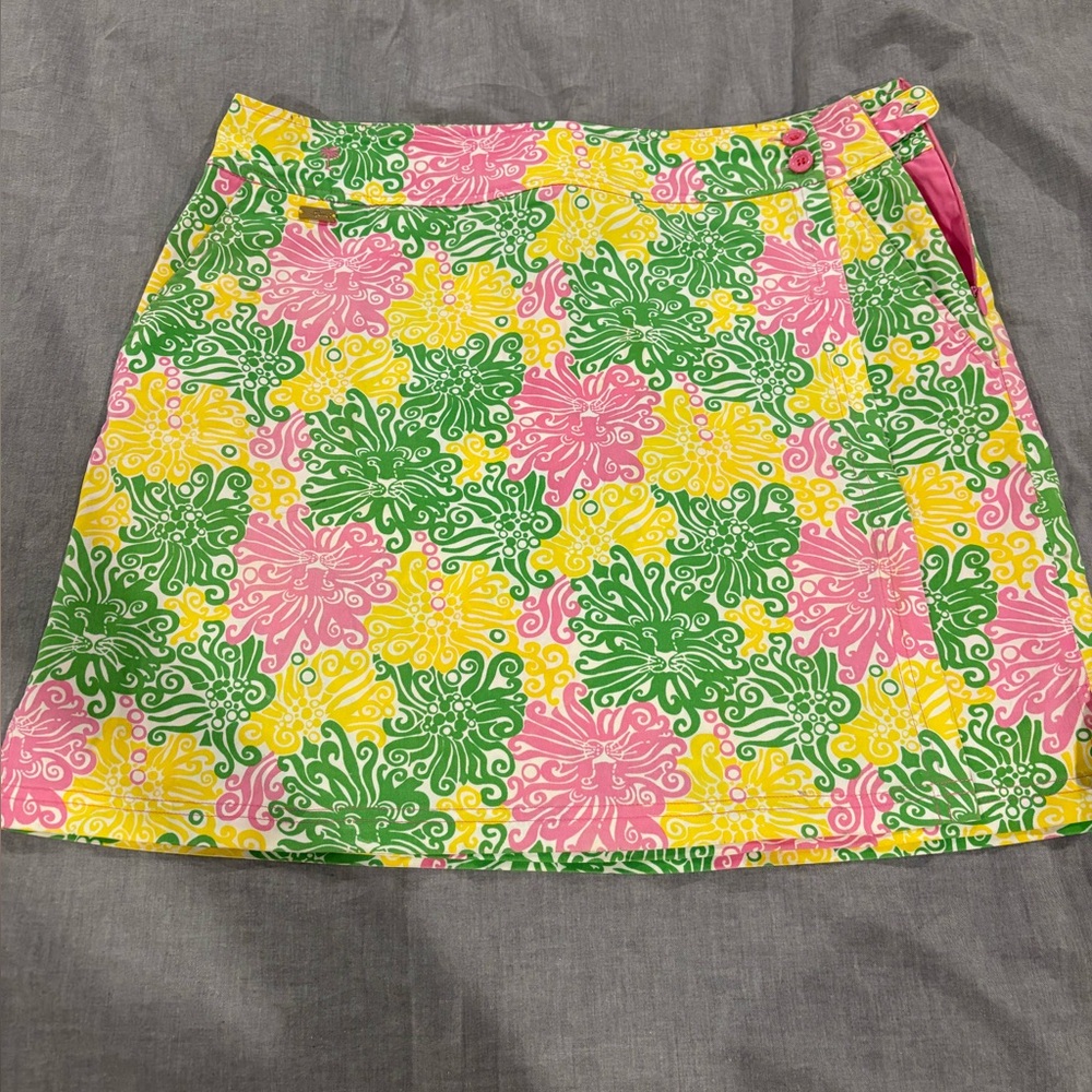 Floral Wrap Skort - Pink, Yellow, Green